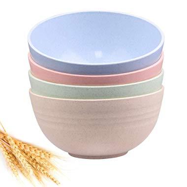 Unbreakable Cereal Bowls - 24 OZ Wheat Straw Fiber Lightweight Bowl Sets 4 - Dishwasher & Microwave Safe - for,Rice,Soup Bowls