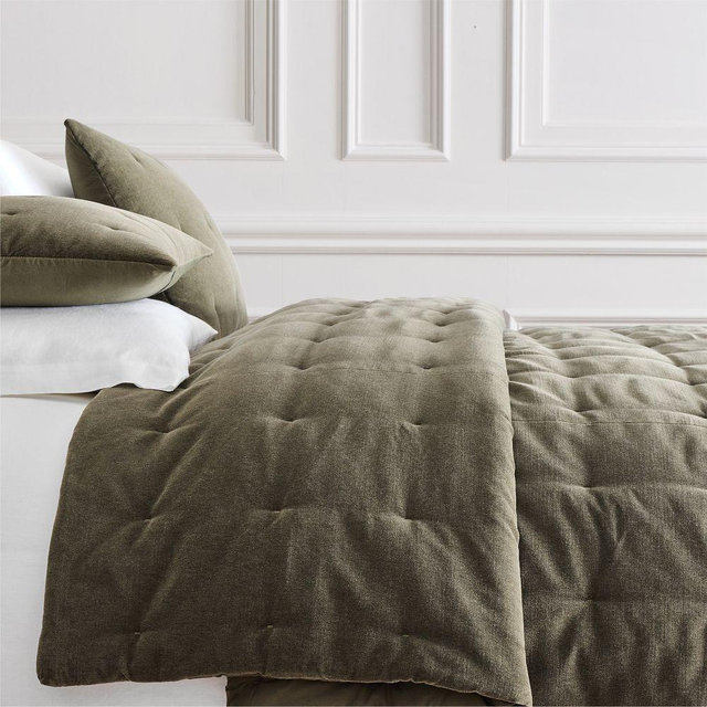 Cotton Velvet King/Cal. King Quilt, Dark Olive