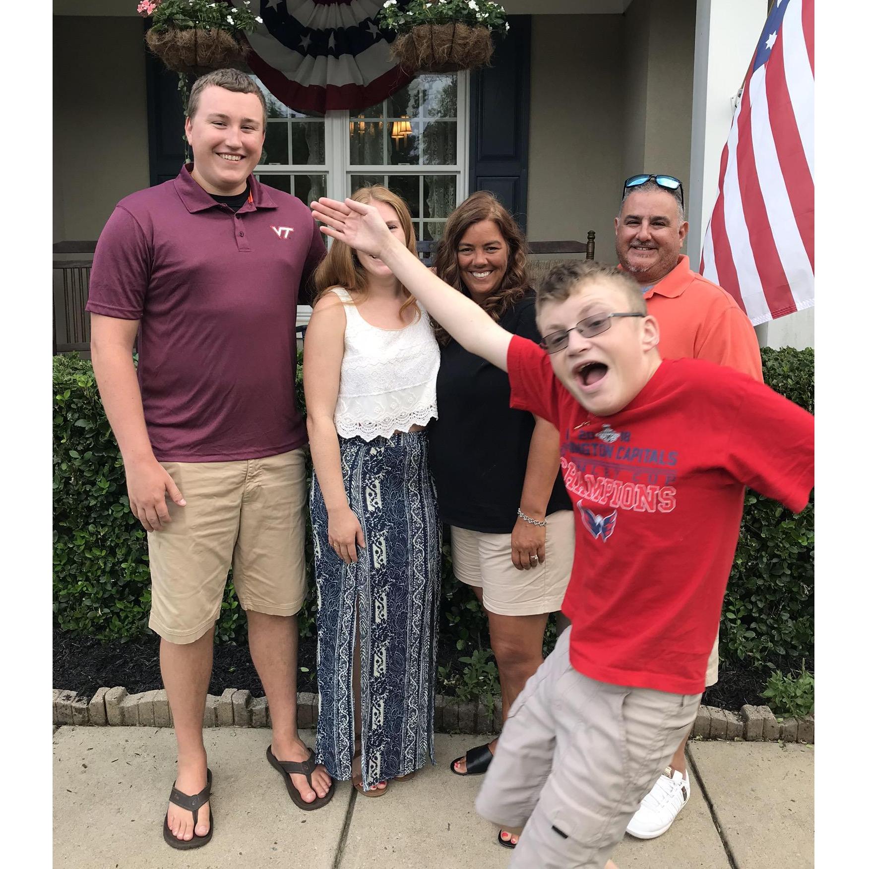 Typical Sam photo-bombing our Engagement Party photos