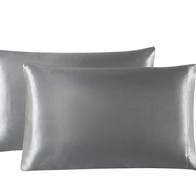 Love's cabin Silk Satin Pillowcase for Hair and Skin (Dark Gray, 20x36 inches) Slip King Size Pillow Cases Set of 2 - Satin Cooling Pillow Covers with Envelope Closure