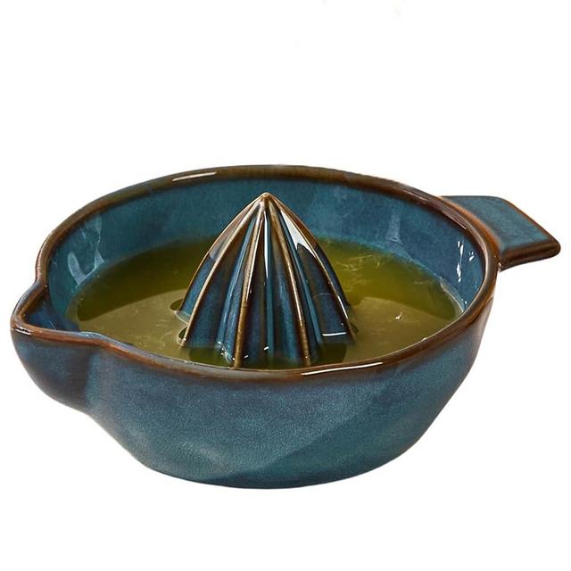 Ceramic Lemon Juicer Reamer Manual Citrus Lime Hand Squeezer Bowl with Handle and Pour Spout, Handheld, Easy to Use and Clean