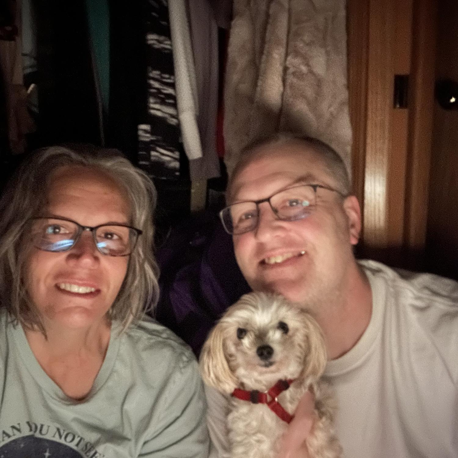 Riding the storm out in the safest spot in the house.