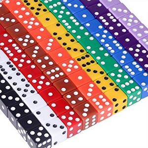 Austor 100 Pieces Game Dice Set, 10 Colors Square Corner Dice with Free Storage Bag, Play Games Like Tenzi, Farkle, Yahtzee, Bunco or Teaching Math