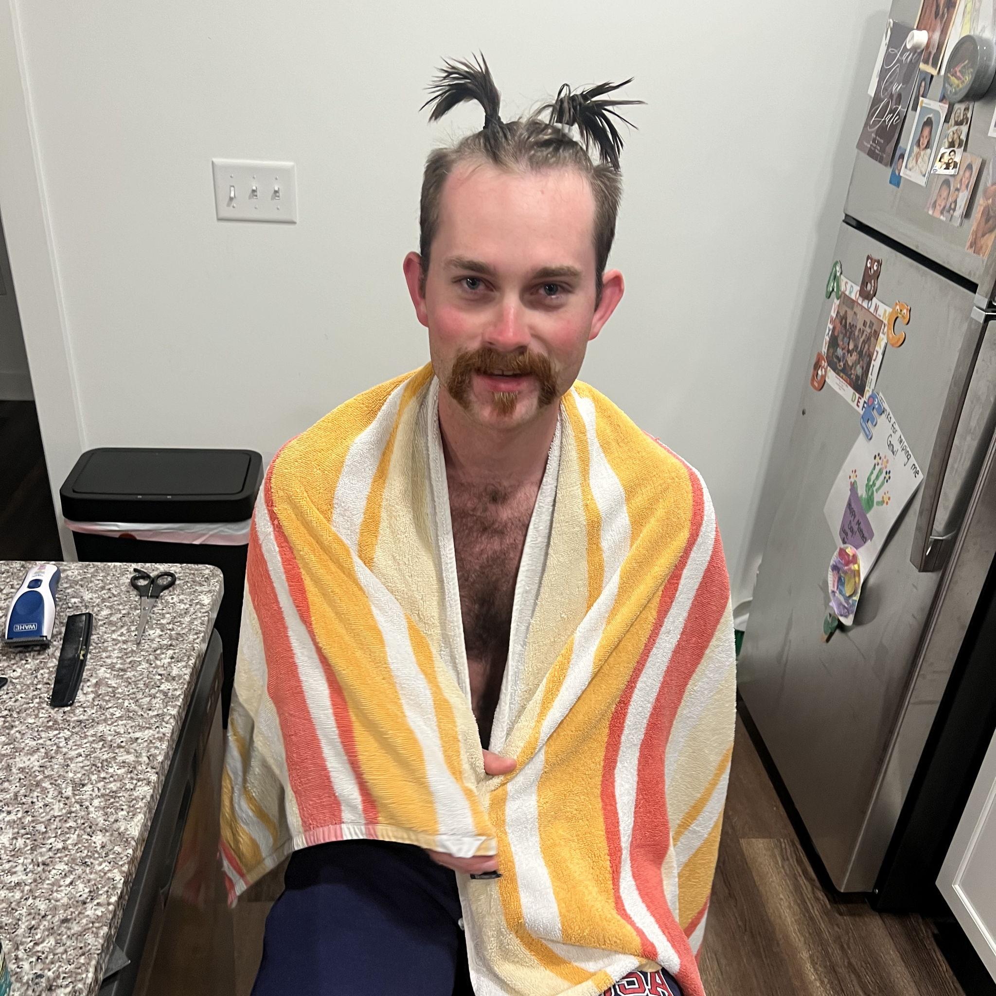 First time Joshua let Christa cut his hair :)