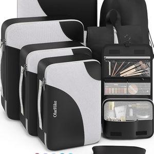 OlarHike 8 Set Packing Cubes for Travel, 4 Various Sizes(Extra Large,Large,Medium,Small), Luggage Organizer Bags for Travel Accessories Essentials, Cubes for Carry on Suitcases (Black)