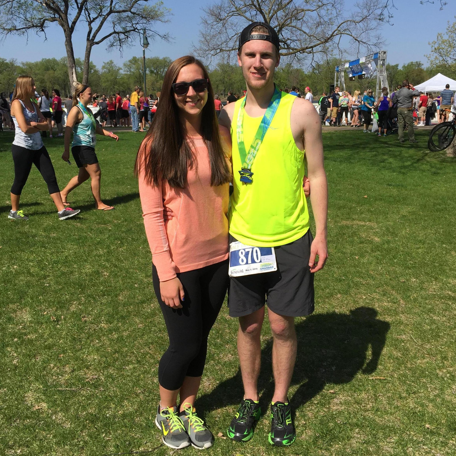 Beau's first half marathon in La Crosse. Shout-out to Holly and Johnny for running all over town to cheer on Beau with me!