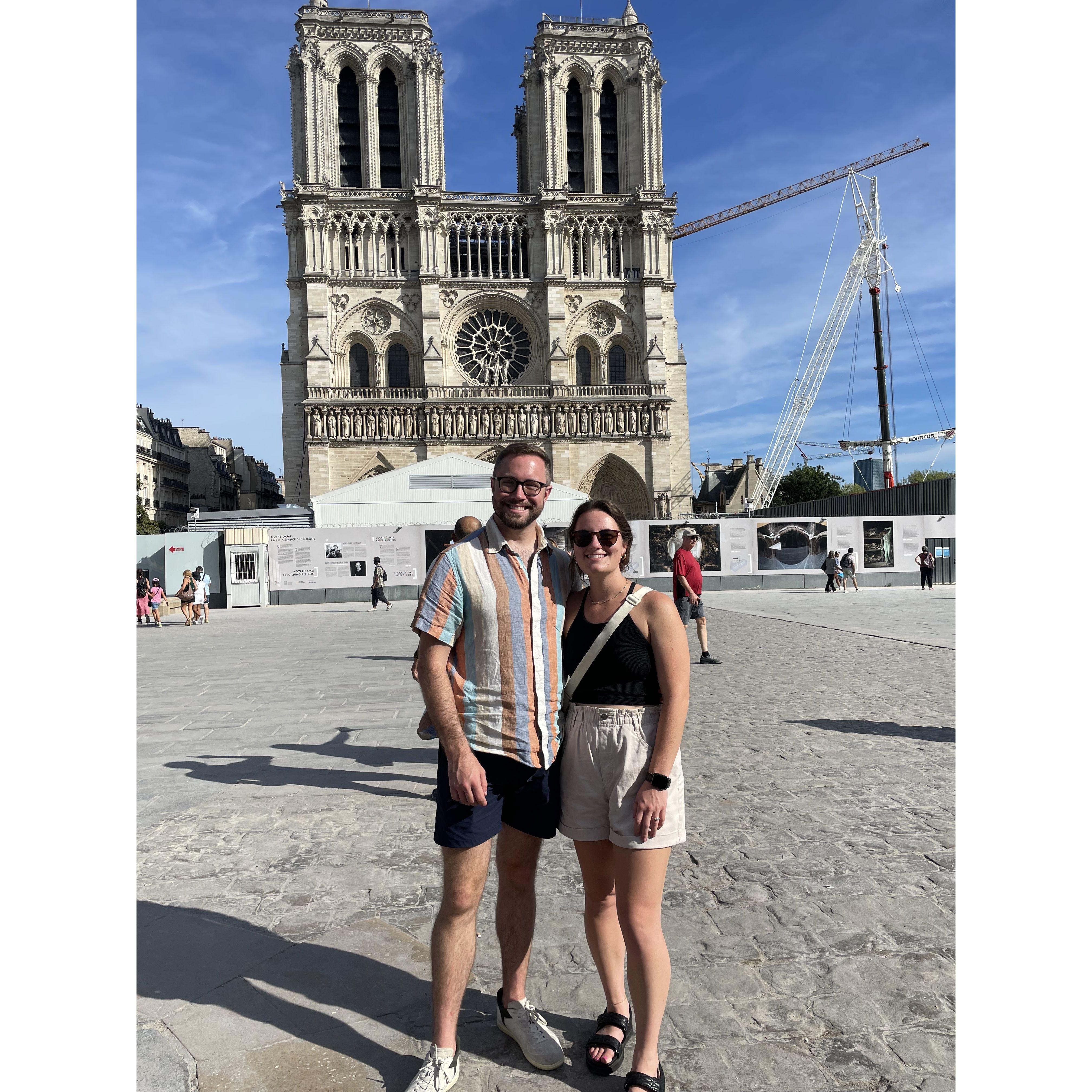 Bopping around Paris the day we got ENGAGED