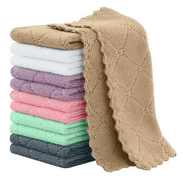 Homaxy 12 Pack Kitchen Cloths Dish Towels (7" x 9", Mixed Color), Super Soft and Absorbent Coral Velvet Dishcloths, Fast Drying No Lint Microfiber Cleaning Cloth
