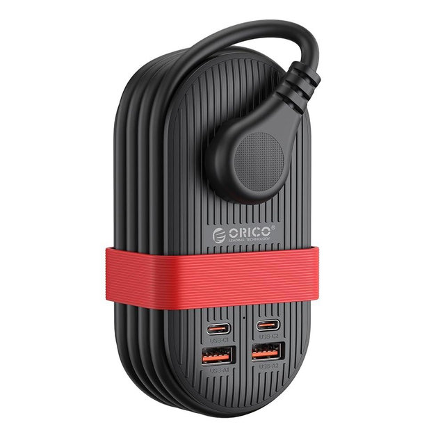 ORICO 65W USB Travel Power Strip, 7 in 1 Charging Station with 3AC, 2 USB-A, 2 USB-C, Flat Plug and 4ft Thin Extension Cord, Fast Charger for MacBook, iPad, iPhone 17/16/15 - TK65