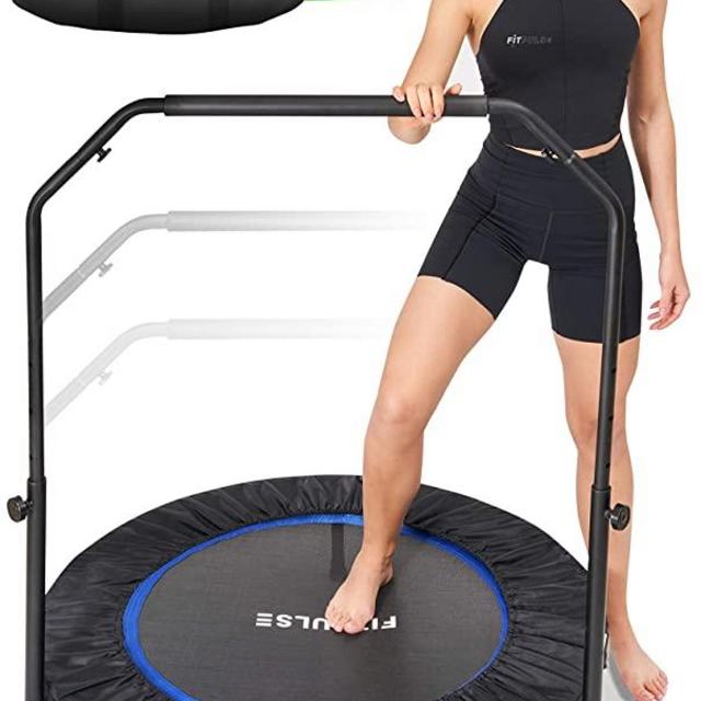FITPULSE Mini Trampoline for Adults Rebounder Trampoline with Handle 40" Workout Trampoline for Adults Fitness Trampoline Small Trampoline Exercise Trampoline for Adults Indoor Trampoline for Adults