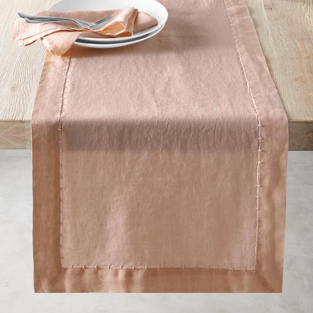 Italian Washed Linen Table Runner, Blush