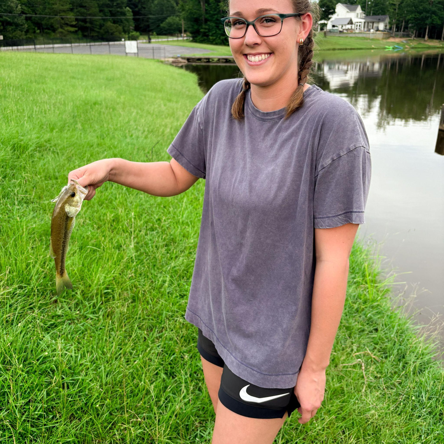 Fishing in Mississippi. This was actually Ethan's fish, Aimee caught a large stick!