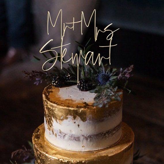 Gold Mr and Mrs Cake Toppers