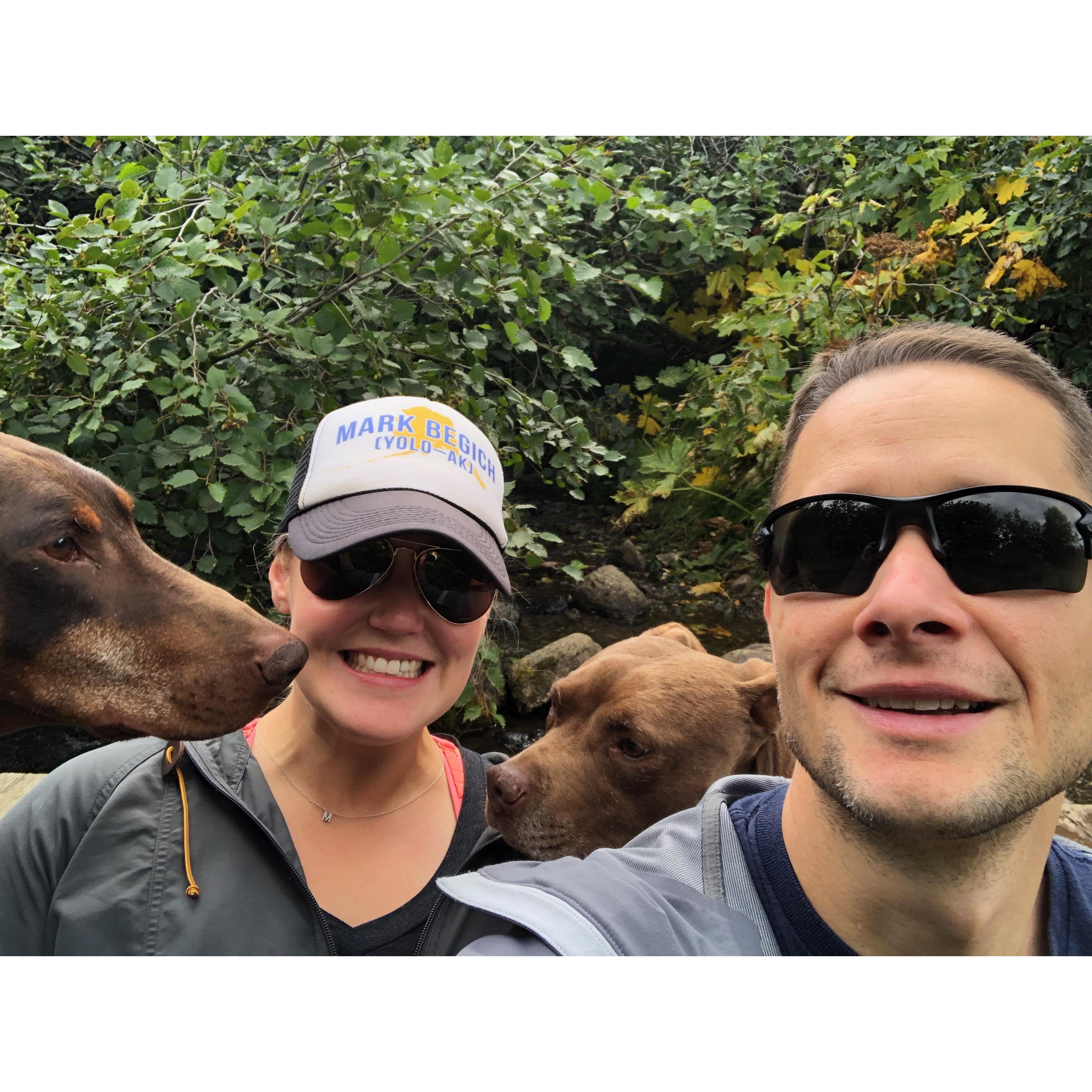 We also have two dogs who pretend to like us when we take them on hikes
