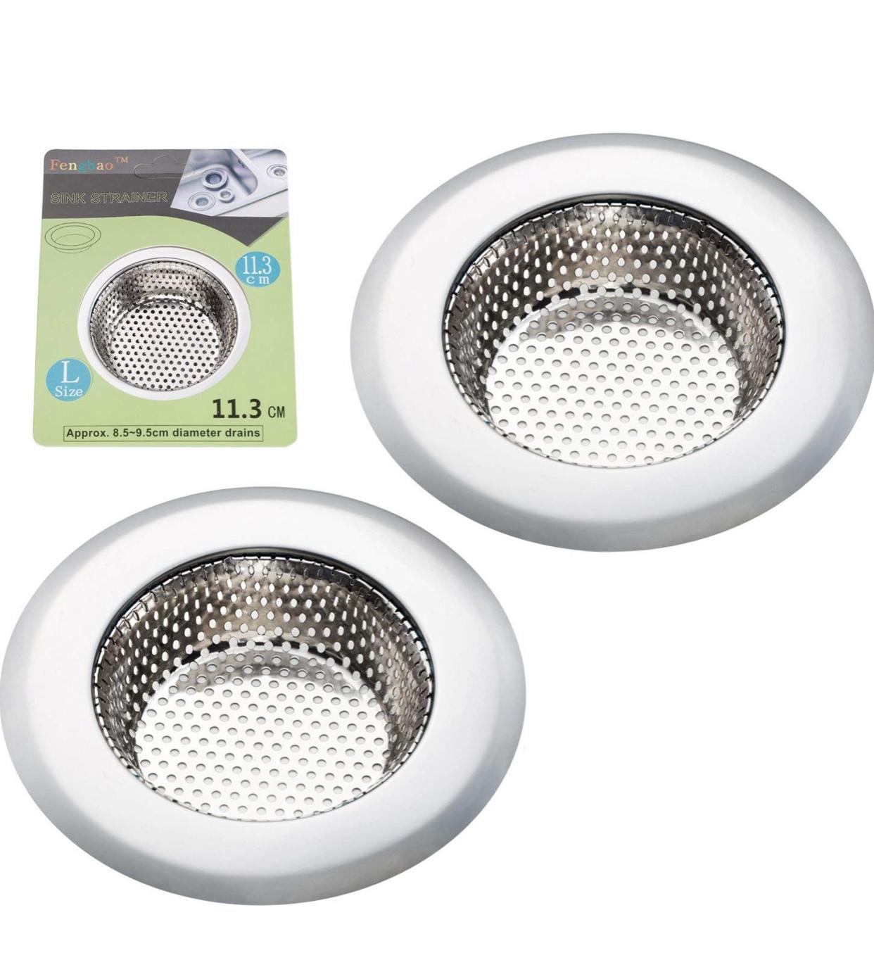 Fengbao 2PCS Kitchen Sink Strainer - Stainless Steel, Large Wide Rim 4.5" Diameter