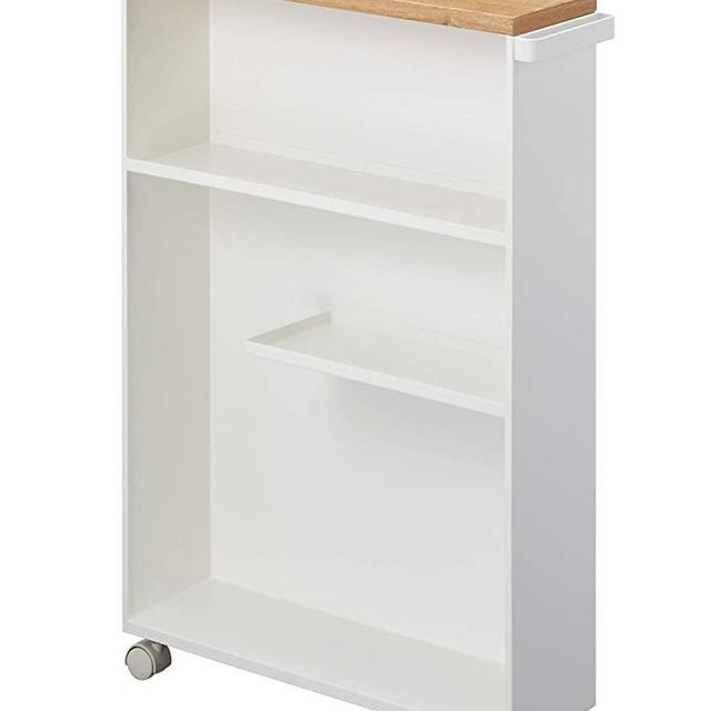 YAMAZAKI home Tower, White Rolling Slim Bathroom Cart With Handle