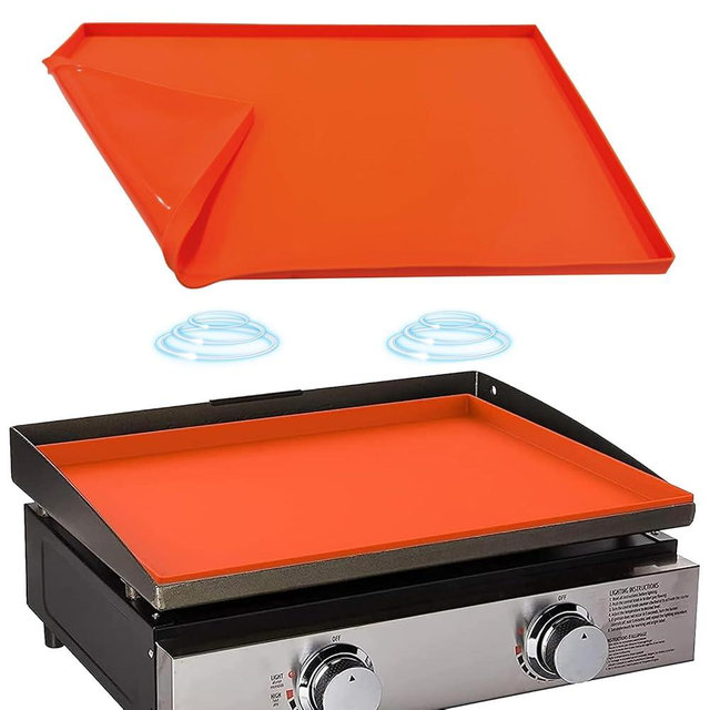 Silicone Griddle Mat Cover for Blackstone 22 Inch Griddle, Heavy Duty Food Grade Silicone Griddle Cover, Griddle Accessories for Blackstone Grill, All Season Protective Cover (Orange)