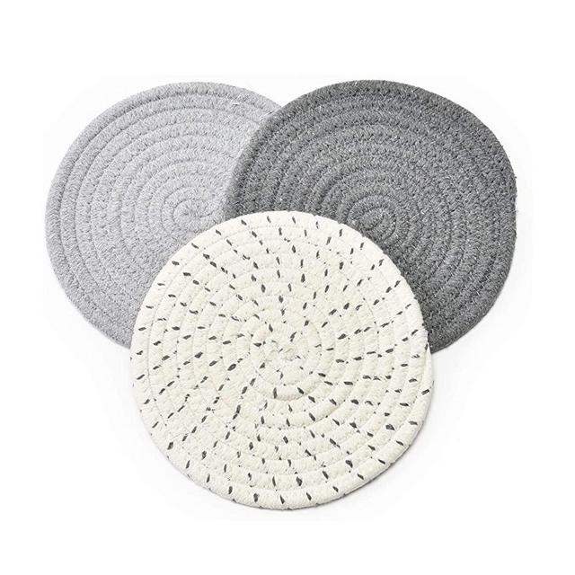 Potholders Pot Holders for Kitchen 100% Pure Cotton Trivets for Hot Pots and Pans, Thread Weave Hot Pads Trivet, Round Stylish Coasters, Diameter 7 Inches