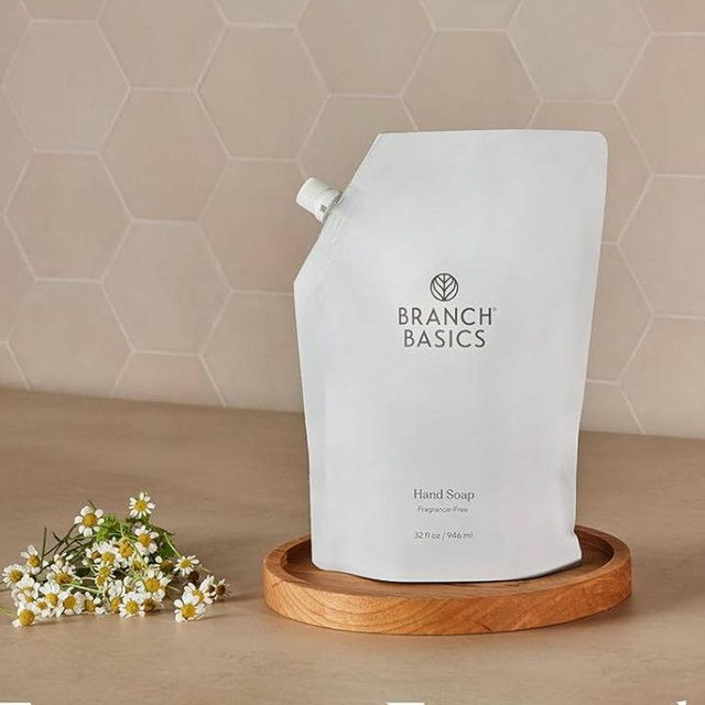 Branch Basics Gel Hand Soap Refill – 32oz Pouch | Plant & Mineral-Based Formula with Aloe, Chamomile & Meadowfoam Oil | Fragrance-Free, Gentle & Safe for Sensitive Skin