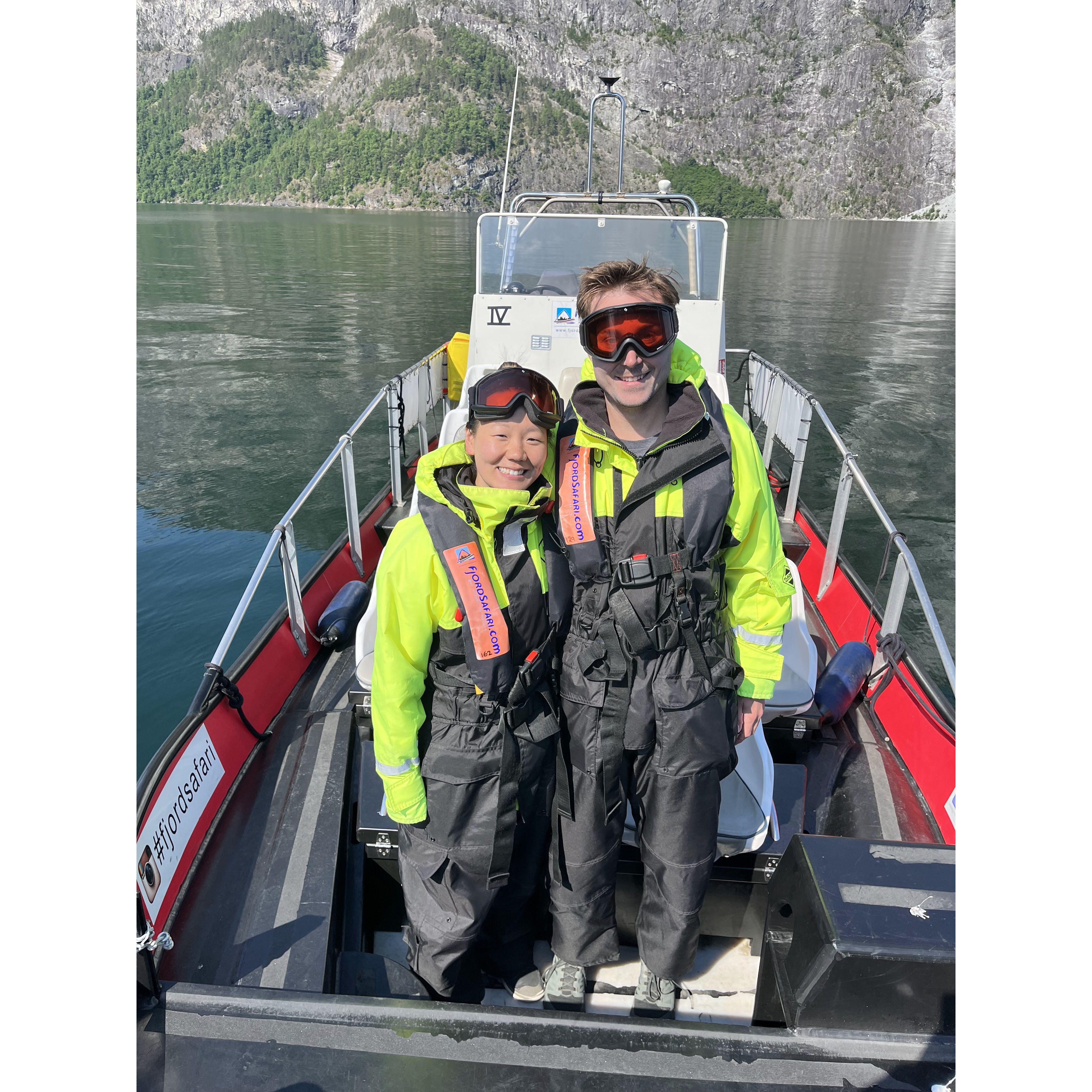 exploring the Flåm fjords in June 2023