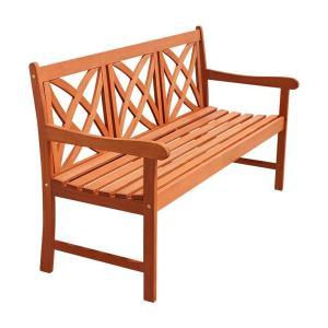 Malibu 3-Person Wood Outdoor Bench