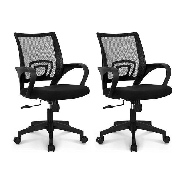NEO CHAIR Office Desk Computer Chair Ergonomic Mesh Gaming Mid Back Seat with Comfy Lumbar Support Adjustable Height Swivel for Home Task (2 pk - Black)