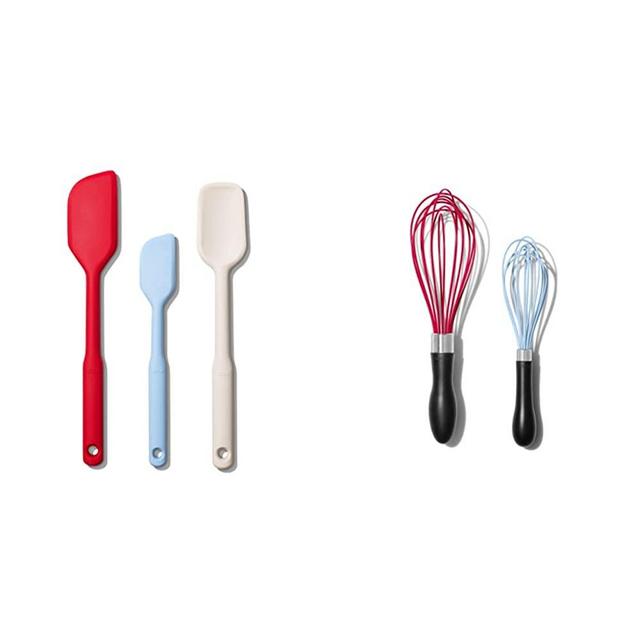 OXO Good Grips 3 Piece Silicone Spatula Set & Good Grips 2-Piece Silicone Whisk Set