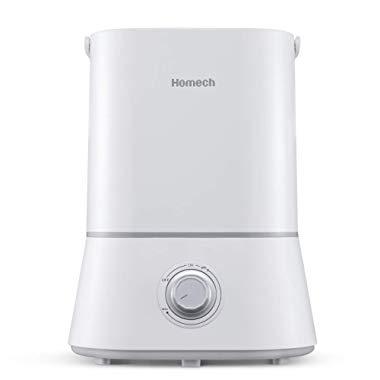 Homech Cool Mist Humidifier, Quiet Ultrasonic Humidifier for Bedroom Home Baby 12-60 Hours, Easy to Clean, 360° Nozzle, Waterless Auto Shut-Off (4L/1.06 Gallon US 110V)