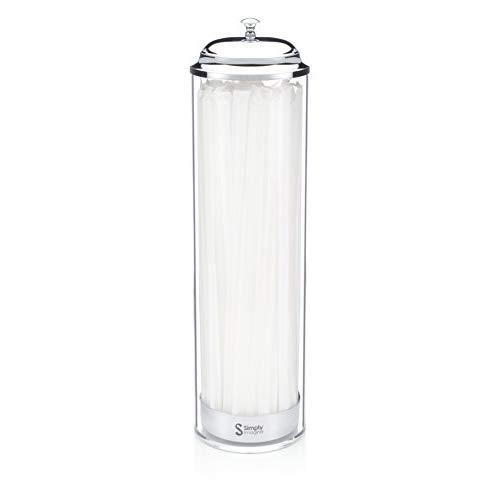 SimplyImagine Acrylic Straw Dispenser - 13 Inch Tall Drinking Straw Holder for Kitchen, Pop Up Straw Lid Dispenser for Extra Long & Jumbo Straws, Old Fashioned Retro Style