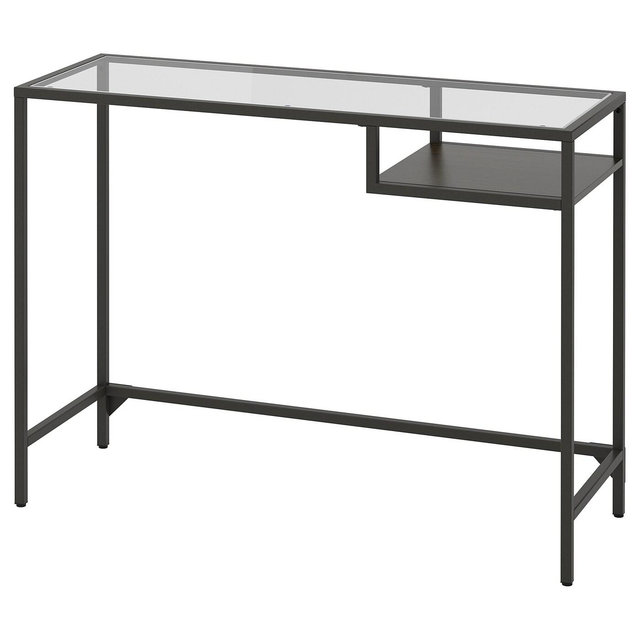 VITTSJÖ Laptop table, black-brown, glass, 39 3/8x14 1/8 "