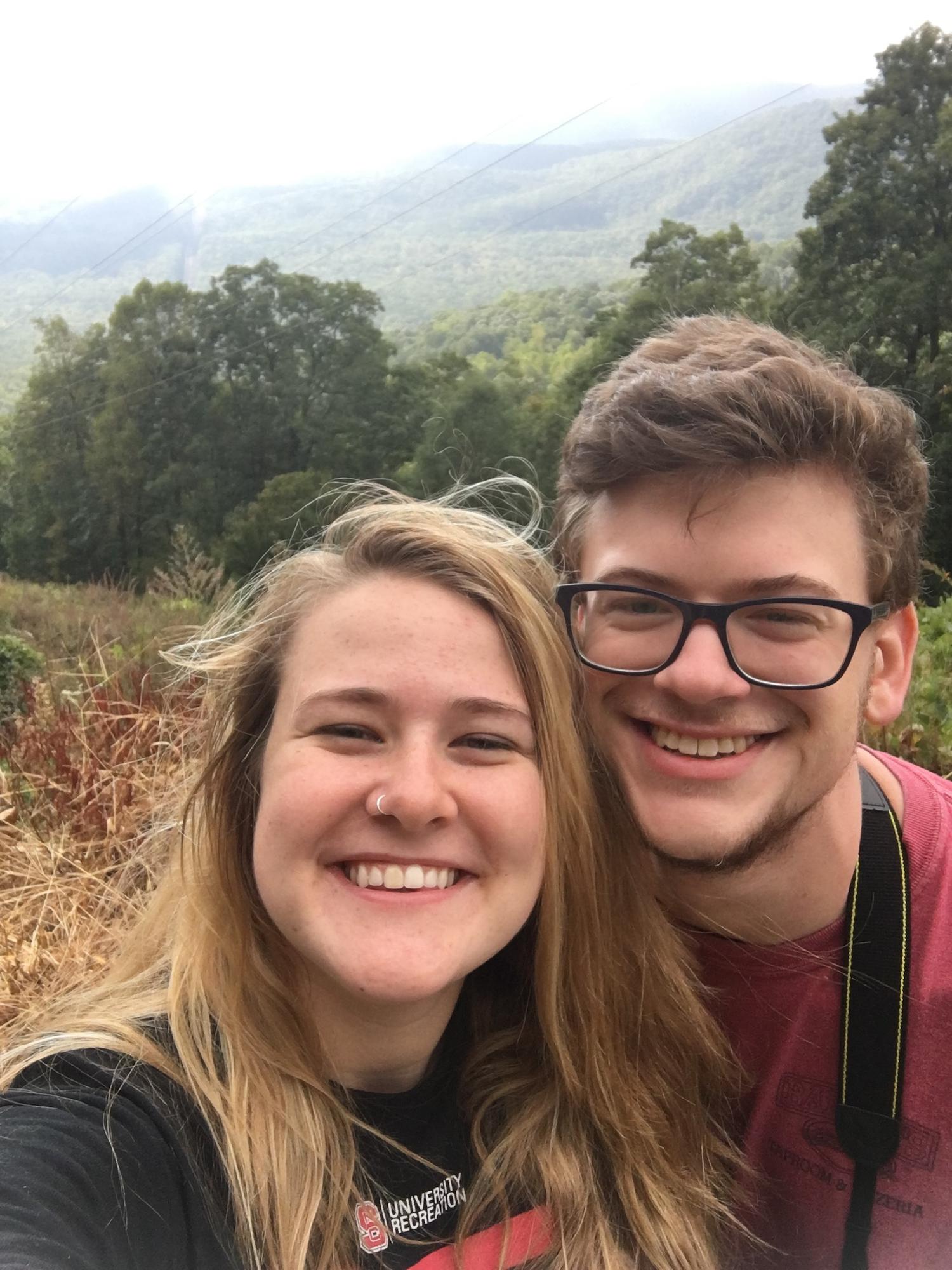 One of our first photos together, backpacking in the Smoky Mountains!