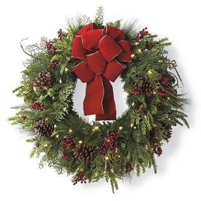 30' Christmas Cheer Wreath with Red Bow