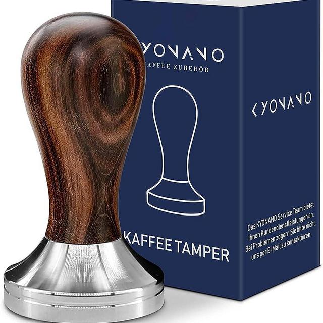 Espresso Tamper 51mm - Coffee Tamper 51mm -Espresso Press Tamper- Espresso Hand Tamper with Stainless Steel Base and Chacate Preto Wood Handle