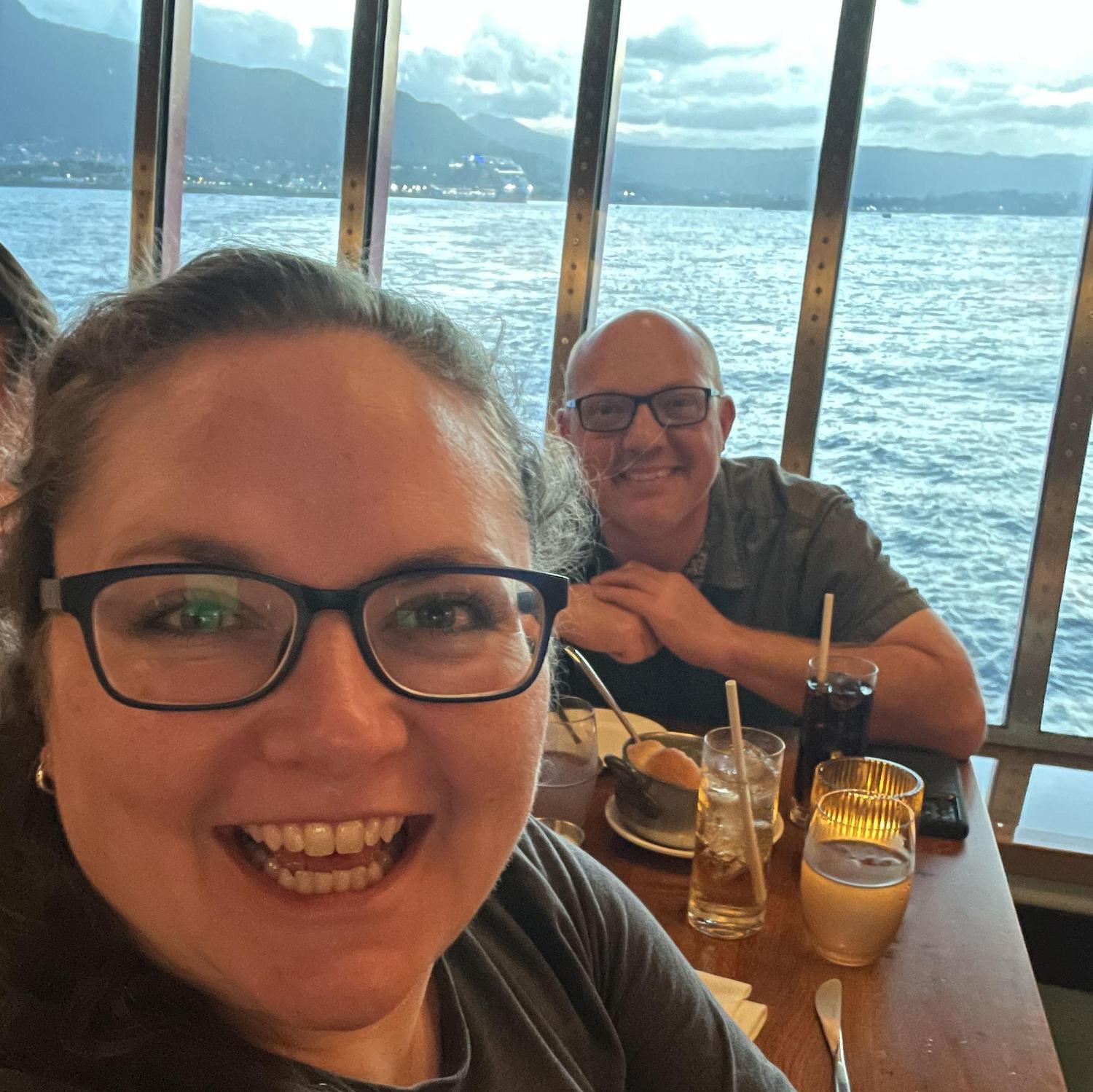 Dinner at The Wake on our cruise to the Bahamas