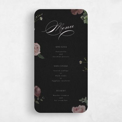 Black Rounded Wedding Menu - Bourgeon