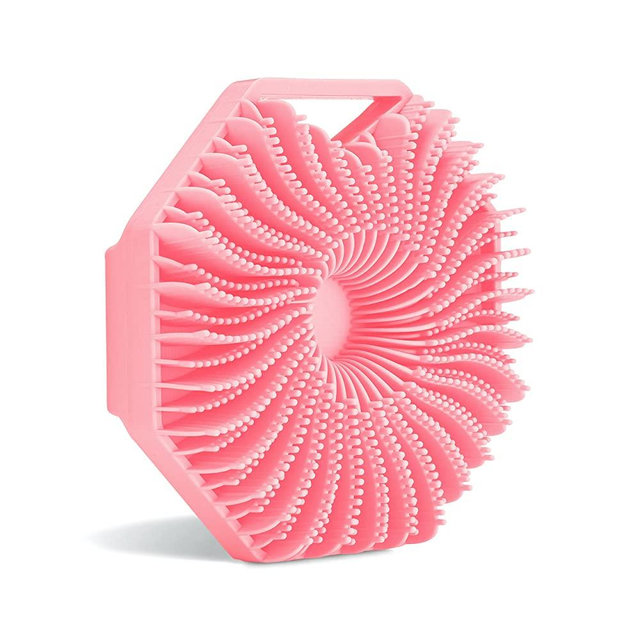 Sud Scrub Antimicrobial Silicone Body Scrubber, Exfoliating Body Scrubber for Sensitive Skin, Eco Friendly Shower Scrubber for Body, Silicone Body Brush for Showering, Lathers Well, Pink