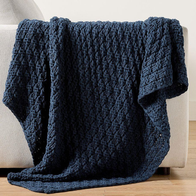 Boston Knit Throw, 44x56 Inches, Navy