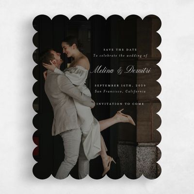 White Scalloped Wedding Save the Date - Mabel Photo