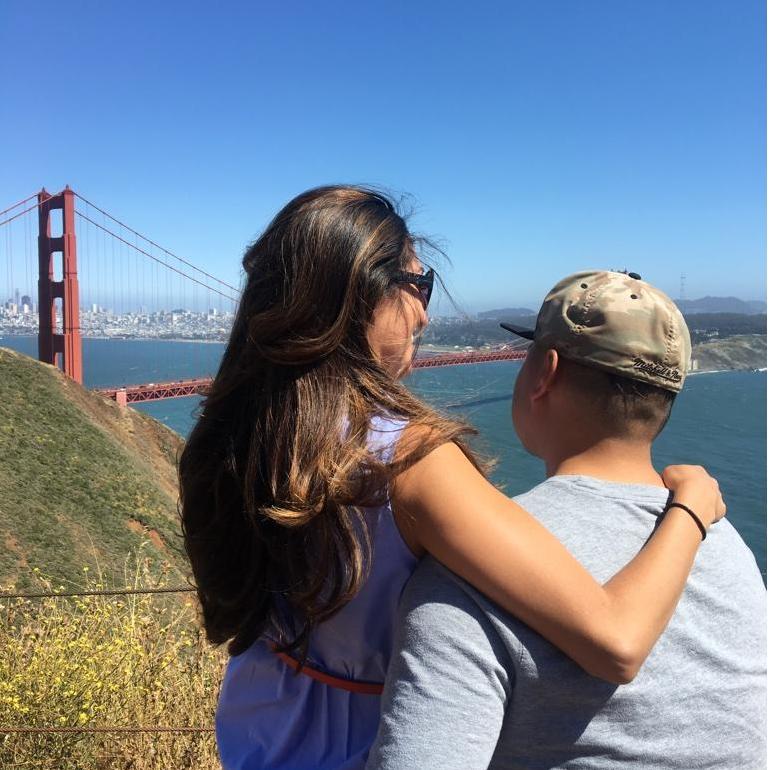 Sitting and looking at our favorite view of the city as we look forward towards our future together.