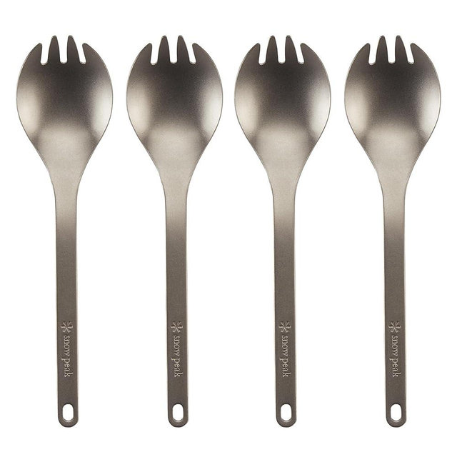 Snow Peak Titanium Sporks, Lightweight Titanium Cutlery for Camping & Hiking, Compact & Portable Utensil for Easy Packing, Durable Camping Cookware Accessories