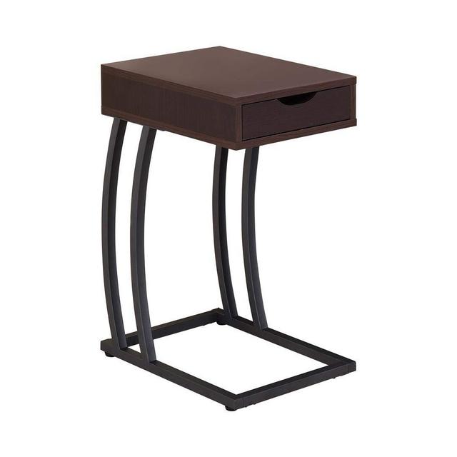Coaster Industrial Accent Table with Storage Drawer and Outlet, Cappuccino