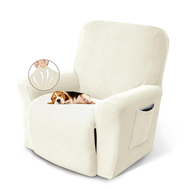 KEKUOU Recliner Chair Covers Lazy Boy Recliner Covers Stretch Couch Cover Slipcovers 1 Piece Furniture Protector with Elastic Bottom for Dog,Kids.(Recliner, Beige)