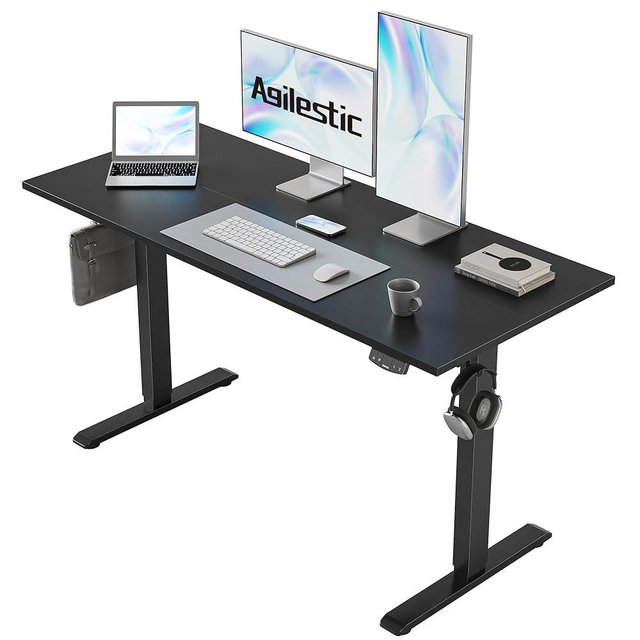 Agilestic Electric Standing Desk, 48 x 24 Inches Height Adjustable Desk, Sit Stand up for Work Office Home, Ergonomic Rising Gaming Computer Table with Memory Preset, Black
