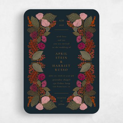 Blue Rounded Wedding Invitation - Elody Portrait