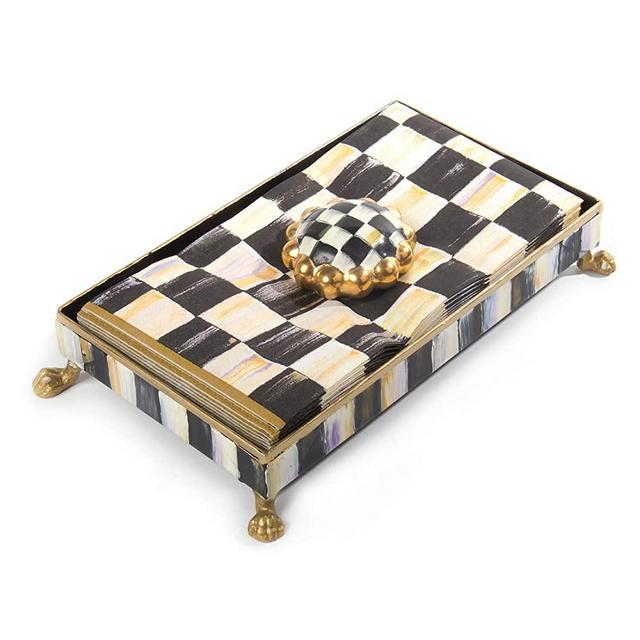 MacKenzie-Childs Courtly Check Guest Towel Holder Set - Gold