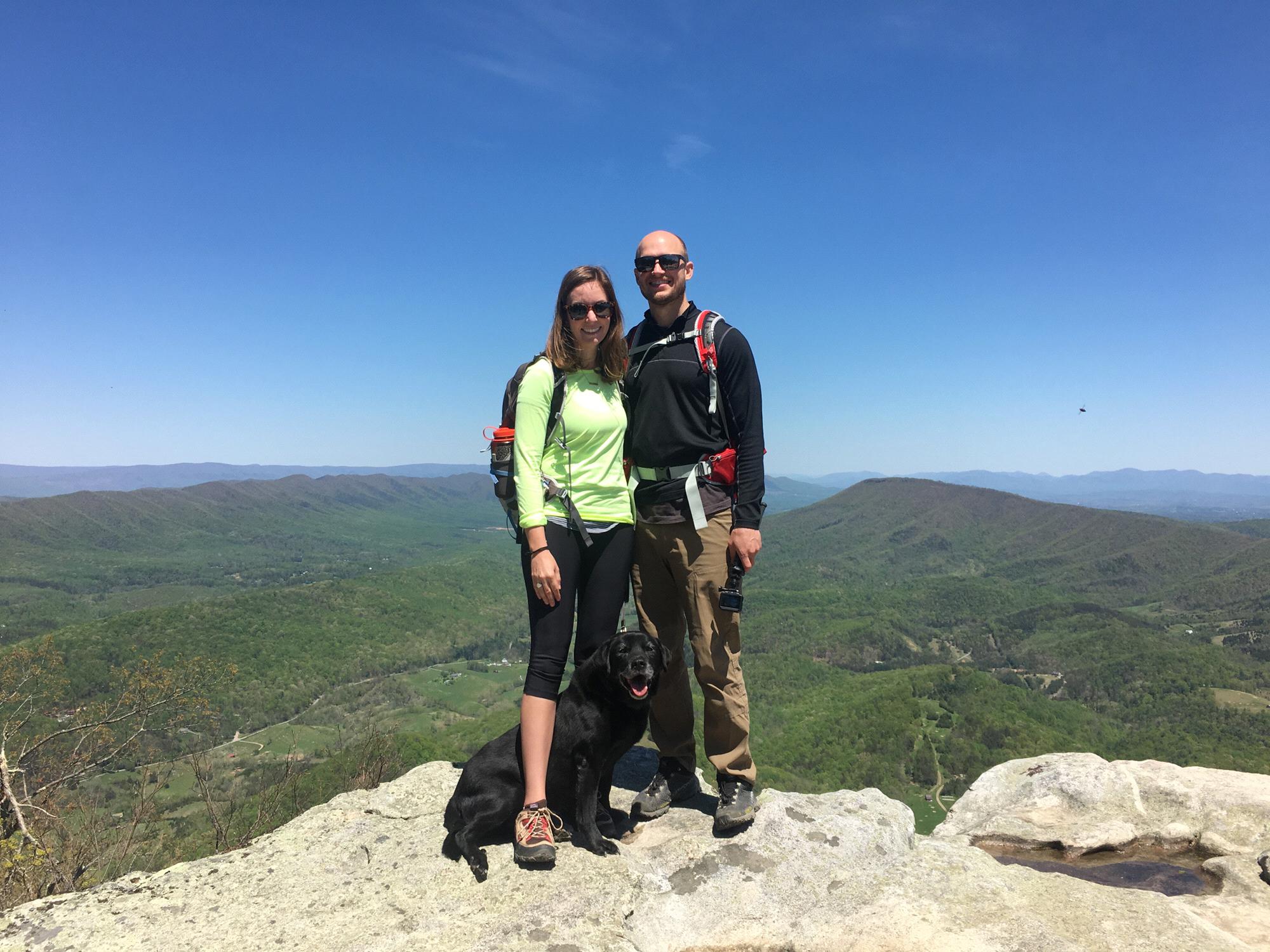 Hiking at McAfee Knob in VA with Max in April 2019