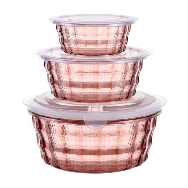 Set of 3 Salad Bowls with Lids, Salad Lunch Container To Go with Handle, Space Saving Nesting Bowls for Meal Prep, BPA Free Salad Serving Bowls, Plastic Mixing Bowl Set with Lid