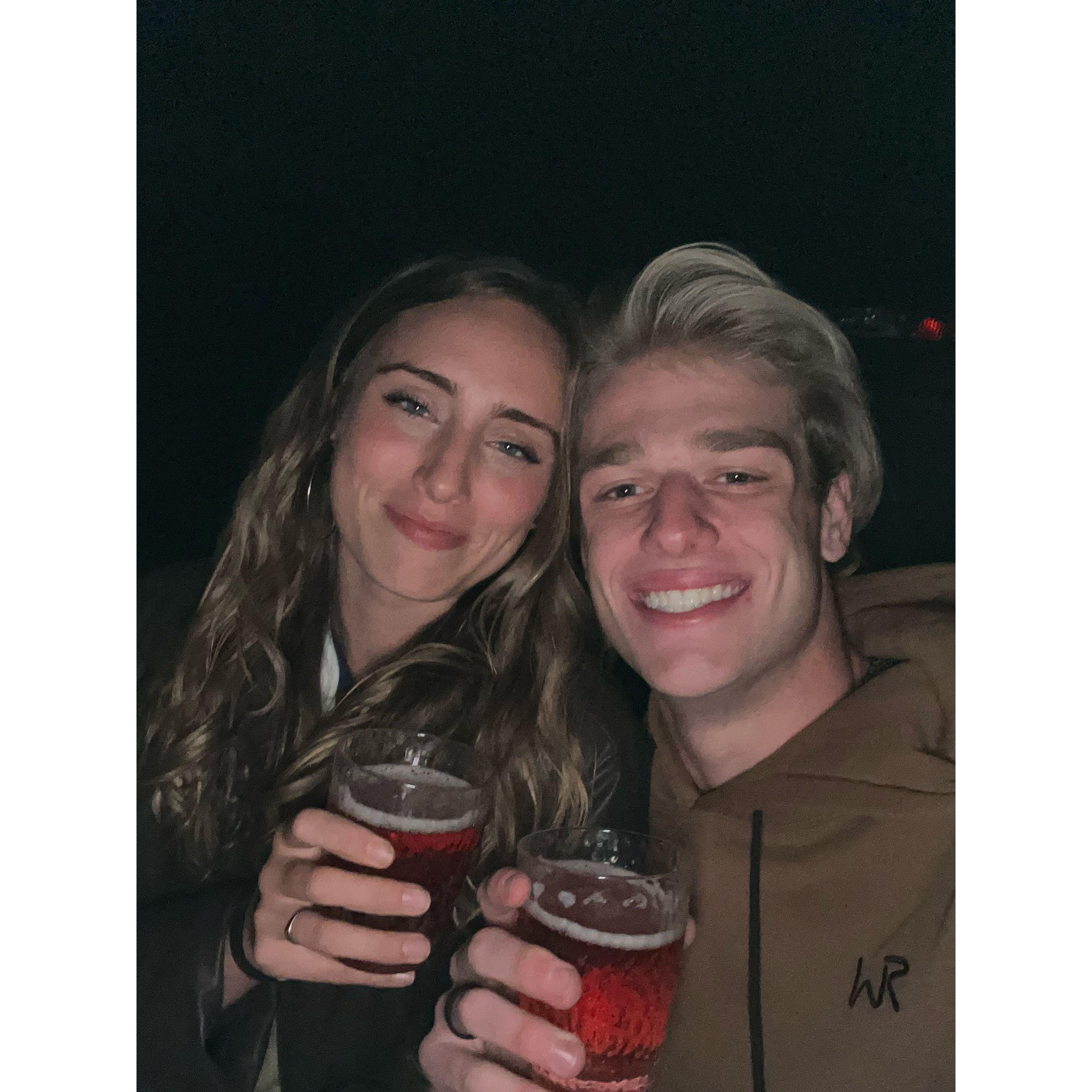 We became official with Martinelli's, yellow roses, and stargazing