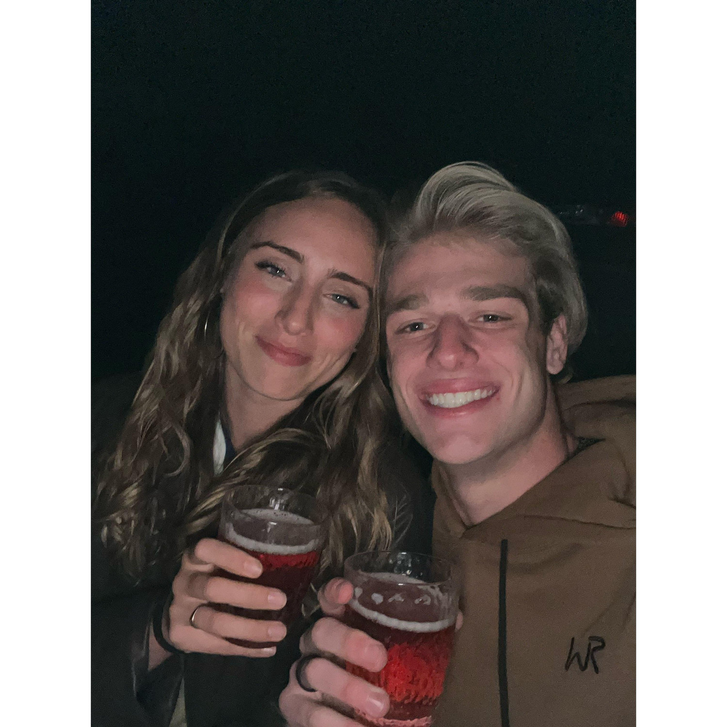We became official with Martinelli's, yellow roses, and stargazing