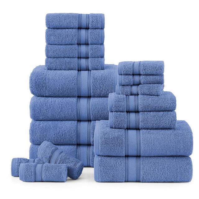 LANE LINEN Luxury Bath Towels Set - 100% Cotton Bathroom Towels, Zero Twist, Quick Dry Shower Towel, Aborbent Bath Towel, Super Soft, 6 Bath Towels, 6 Hand Towels, 6 Washcloths (18 PC) - Cerulean Blue